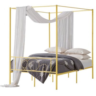 OEM Marco De Cama Con Dosel De Tamaño Completo, Diseño 4 Postes De Metal Y Cabecero Minimalista Soporte De Láminas De Acero Resistente Espacio De Almacenamiento Debajo, No Necesita Somier, Dorado OEM Marco De Cama Con Dosel De Tamaño Completo, Diseño 4 Postes De Metal Y Cabecero Minimalista Soporte De Láminas De Acero Resistente Espacio De Almacenamiento Debajo, No Necesita Somier, Dorado