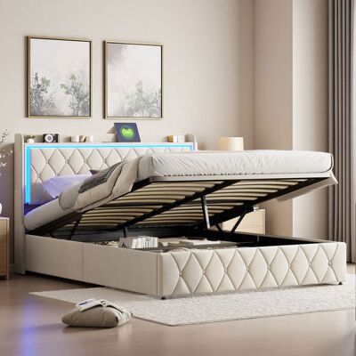 OEM Cama Lit 160x200 - 2ytt03 - Led Ajustable - Usb/tipo-c - Mecanismo Hidráulico OEM Cama Lit 160x200 - 2ytt03 - Led Ajustable - Usb/tipo-c - Mecanismo Hidráulico