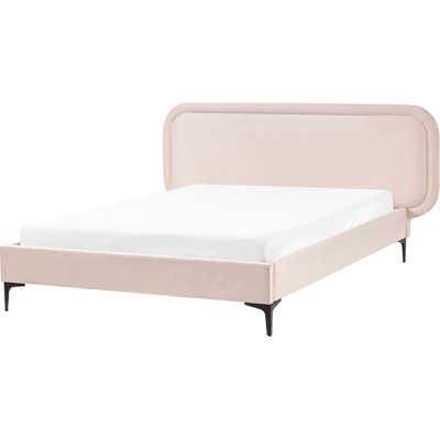 Cama Beliani - Terciopelo Beige Claro 140x200cm Moderna Cama Beliani - Terciopelo Beige Claro 140x200cm Moderna