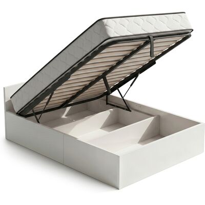 AKORD Cama Con Canapé Abatible 120x200 Cm Somier Elevable De Metal Y Colchón De Muelles Blanco AKORD Cama Con Canapé Abatible 120x200 Cm Somier Elevable De Metal Y Colchón De Muelles Blanco