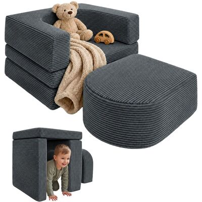 Relaxdays Sillón Infantil Modular De 4 Piezas, Bloques Suaves De Pana, Gris Oscuro (al X An X Fon) 40x65x65 Cm Relaxdays Sillón Infantil Modular De 4 Piezas, Bloques Suaves De Pana, Gris Oscuro (al X An X Fon) 40x65x65 Cm