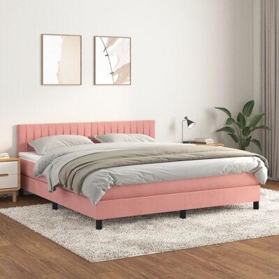 Cama de Terciopelo Rosa MAISONCHIC con Cabecero Ajustable - Cama Cama de Terciopelo Rosa MAISONCHIC con Cabecero Ajustable - Cama