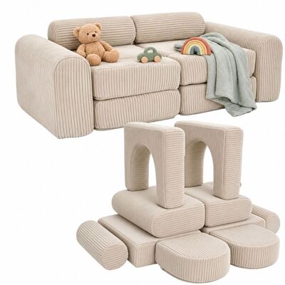 Relaxdays Sofá De Juegos Infantil Modular, 10 Pzas., Bloques Suaves, Pana, Beige (al X An X Fondo) 32 X 108 X 50 Cm Relaxdays Sofá De Juegos Infantil Modular, 10 Pzas., Bloques Suaves, Pana, Beige (al X An X Fondo) 32 X 108 X 50 Cm