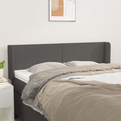 Cabecero de piel sintética gris con orejas - vidaXL Cabecero de piel sintética gris con orejas - vidaXL