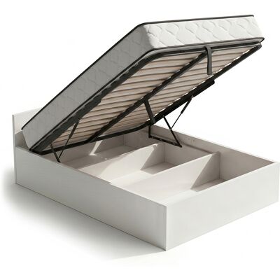 AKORD Cama Con Canapé Abatible 120x200 Cm Somier Elevable De Metal Y Colchón De Muelles Blanco AKORD Cama Con Canapé Abatible 120x200 Cm Somier Elevable De Metal Y Colchón De Muelles Blanco