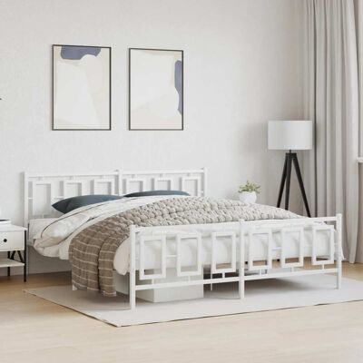 Estructura de cama metálica vidaXL con cabecero y pie - Blanco 183x213 cm Estructura de cama metálica vidaXL con cabecero y pie - Blanco 183x213 cm