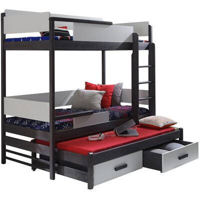 MIRJAN24 Mobilier1 - Litera Henderson 114, Grafito + Gris, Litera Con Cama Extra, 90x200, 90x190, Madera, Somieres, 98x208x183cm MIRJAN24 Mobilier1 - Litera Henderson 114, Grafito + Gris, Litera Con Cama Extra, 90x200, 90x190, Madera, Somieres, 98x208x183cm