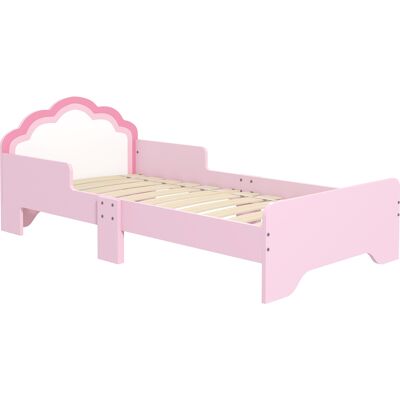 JHY DESIGN Cama Infantil De 70x140 Cm Con Barandilla De Seguridad Y Somier De Láminas, Cabecero Con Forma De Nube, Color Rosa. JHY DESIGN Cama Infantil De 70x140 Cm Con Barandilla De Seguridad Y Somier De Láminas, Cabecero Con Forma De Nube, Color Rosa.
