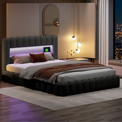 OEM Estructura De Cama Con Arcón 140x200 Cm Gris De Lino Con Led Integrada Y Almacenamiento Hidráulico OEM Estructura De Cama Con Arcón 140x200 Cm Gris De Lino Con Led Integrada Y Almacenamiento Hidráulico