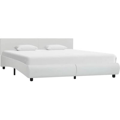 Estructura de cama con LED cuero sintético blanco 160x200cm - Blanco Estructura de cama con LED cuero sintético blanco 160x200cm - Blanco
