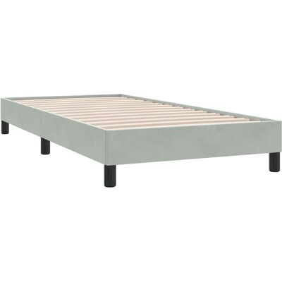 vidaXL Cama Box Spring - 90x210 cm, Gris Claro, Terciopelo - Cama vidaXL Cama Box Spring - 90x210 cm, Gris Claro, Terciopelo - Cama