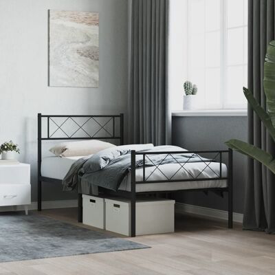 Estructura de cama metálica negra 107x203cm - Dormitorio Estructura de cama metálica negra 107x203cm - Dormitorio