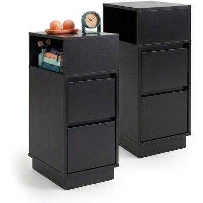 Mesita De Noche Relaxdays, Set De 2, 2 Cajones, 1 Hueco Abierto, (al X An X Prof) 64 X 30 X 24 Cm, Dormitorio, Negro Mesita De Noche Relaxdays, Set De 2, 2 Cajones, 1 Hueco Abierto, (al X An X Prof) 64 X 30 X 24 Cm, Dormitorio, Negro