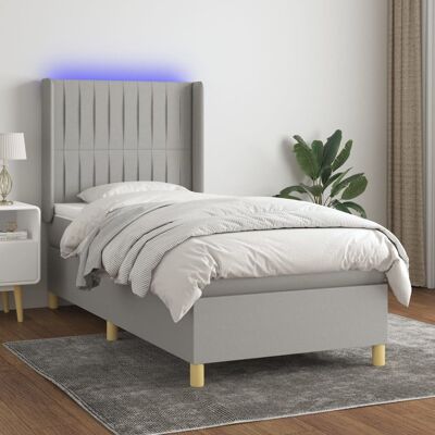 Cama box spring con luces LED - 80x200 cm - Gris Claro vidaXL Cama box spring con luces LED - 80x200 cm - Gris Claro vidaXL
