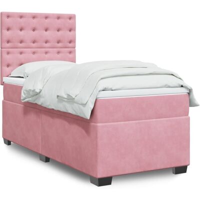 Cama de Terciopelo Rosa con Colchón - Cama con Listones Cama de Terciopelo Rosa con Colchón - Cama con Listones