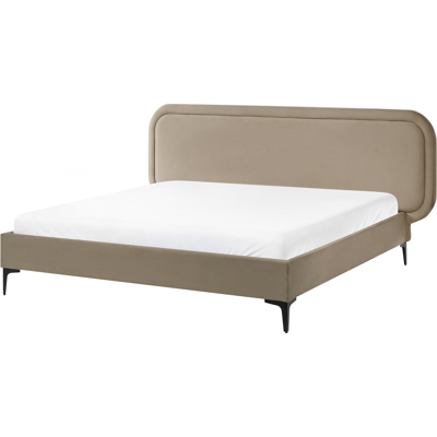 Cama Beliani - Suzette - Cama de Terciopelo Beige de Doble Tamaño - Estilo Moderno Cama Beliani - Suzette - Cama de Terciopelo Beige de Doble Tamaño - Estilo Moderno