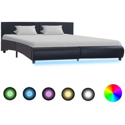 Estructura de cama con LED y Ecopiel Negra 180x200cm - Cama Estructura de cama con LED y Ecopiel Negra 180x200cm - Cama
