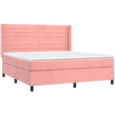 vidaXL Cama de Terciopelo Rosa con Muelles Ensacados - Cama vidaXL Cama de Terciopelo Rosa con Muelles Ensacados - Cama
