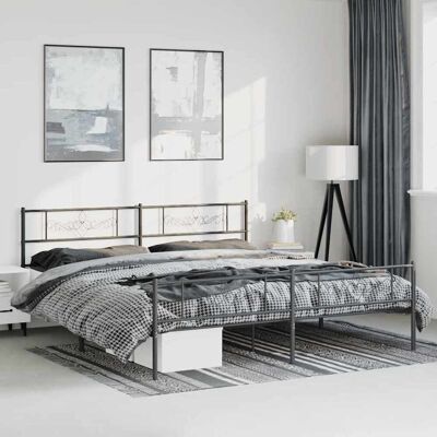 Estructura de cama vidaXL con cabecero - Metal, Negro, 193x203cm Estructura de cama vidaXL con cabecero - Metal, Negro, 193x203cm