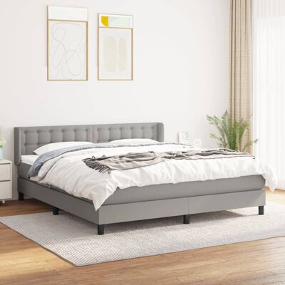 vidaXL Cama con tela gris claro y cabecero ajustable - Cama vidaXL Cama con tela gris claro y cabecero ajustable - Cama