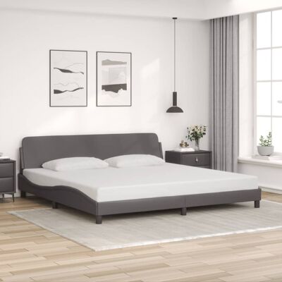 Estructura de cama con cabecero VIDAXL cuero artificial gris 200x200 cm Estructura de cama con cabecero VIDAXL cuero artificial gris 200x200 cm