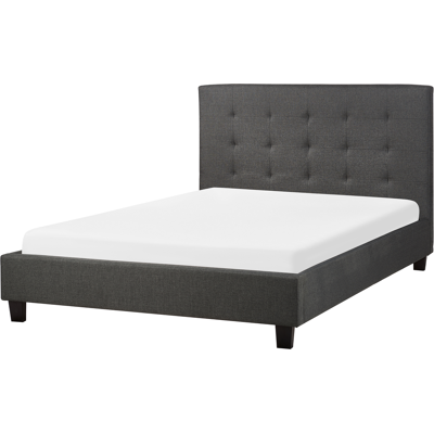 Cama doble de tela gris oscuro Beliani - EU Doble Cama doble de tela gris oscuro Beliani - EU Doble