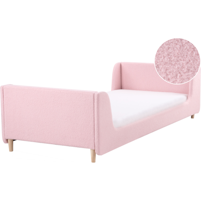 Cama Beliani Bouclé Rosa 90x200 - Cama Cama Beliani Bouclé Rosa 90x200 - Cama