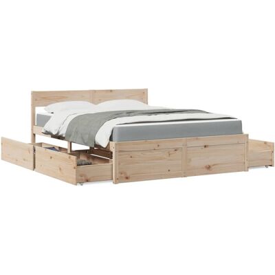 vidaXL Cama con Cajones 160x200 cm Madera de Pino - Cama vidaXL Cama con Cajones 160x200 cm Madera de Pino - Cama