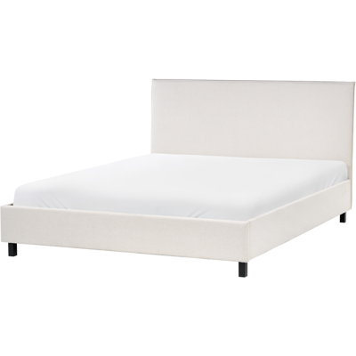 BELIANI Marco De Cama Tapizado En Tela Beige Con Patas De Madera 160 X 200 Cm Listones Cabecero Minimalista Estilo Escandinavo Sennez BELIANI Marco De Cama Tapizado En Tela Beige Con Patas De Madera 160 X 200 Cm Listones Cabecero Minimalista Estilo Escandinavo Sennez