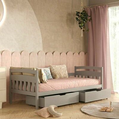 M&S Cama 90x200 Con Somier Y Cajones Incluidos Tosia Gris M&S Cama 90x200 Con Somier Y Cajones Incluidos Tosia Gris