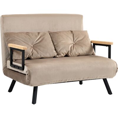JHY DESIGN Sofá Cama, Cama De Invitados, Reposabrazos De Madera, Estructura Metálica, Hasta 120 Kg, 102 X 73 X 81 Cm, Marrón Claro. JHY DESIGN Sofá Cama, Cama De Invitados, Reposabrazos De Madera, Estructura Metálica, Hasta 120 Kg, 102 X 73 X 81 Cm, Marrón Claro.