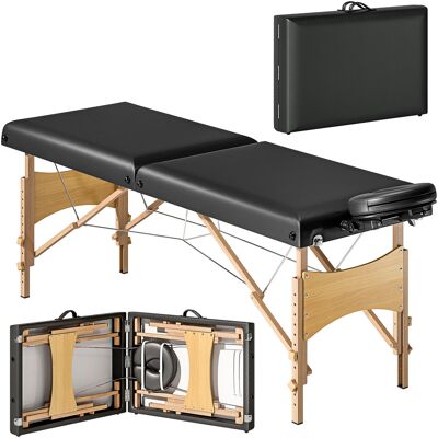 JHY DESIGN Camilla De Masaje Regulable En Altura, Estructura De Madera, Cama De Masaje Plegable, Acolchado De Espuma, Color Negro. JHY DESIGN Camilla De Masaje Regulable En Altura, Estructura De Madera, Cama De Masaje Plegable, Acolchado De Espuma, Color Negro.