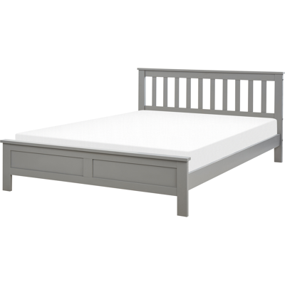 Cama de madera de pino gris Beliani - Tamaño doble Estilo escandinavo Cama de madera de pino gris Beliani - Tamaño doble Estilo escandinavo
