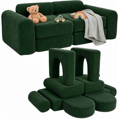 Relaxdays Sofá Modular De Juegos Para Niños, 10 Pzas., Bloques Suaves, Tapizado En Pana, 32 X 108 X 50 Cm, Verde Relaxdays Sofá Modular De Juegos Para Niños, 10 Pzas., Bloques Suaves, Tapizado En Pana, 32 X 108 X 50 Cm, Verde