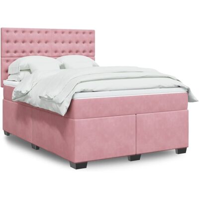Cama de terciopelo rosa 140x200cm VidaXL con luces LED Cama de terciopelo rosa 140x200cm VidaXL con luces LED