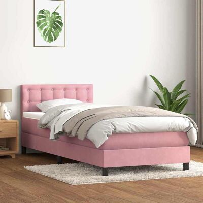Cama box spring rosa terciopelo 90x210cm vidaXL Cama box spring rosa terciopelo 90x210cm vidaXL