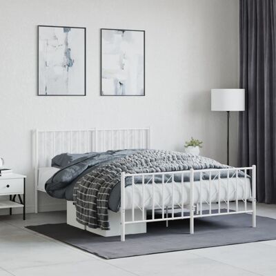estructura de cama de metal con cabecera 135x190 cm - Cama estructura de cama de metal con cabecera 135x190 cm - Cama