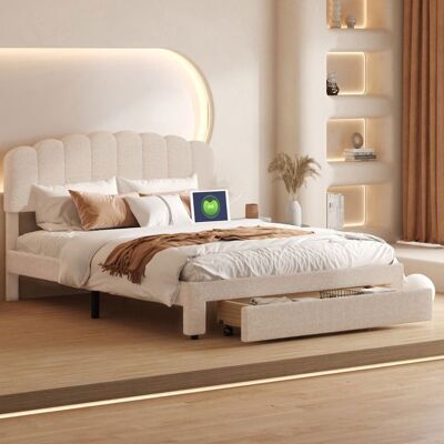 OEM Estructura De Cama 160x200 Cm - 231205tt - Puertos Usb/type-c - Terciopelo Beige - Somier De Lamas Con Cajón OEM Estructura De Cama 160x200 Cm - 231205tt - Puertos Usb/type-c - Terciopelo Beige - Somier De Lamas Con Cajón