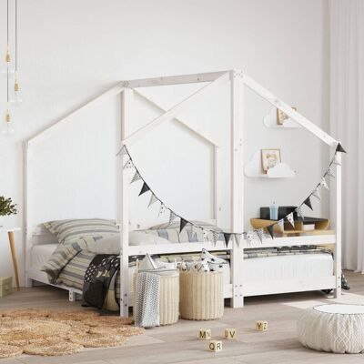 vidaXL Estructura de cama infantil Blanco 2x(80x160) cm Madera de pino maciza - Cama infantil vidaXL Estructura de cama infantil Blanco 2x(80x160) cm Madera de pino maciza - Cama infantil