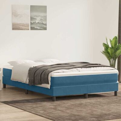 Cama de Terciopelo Azul Oscuro 160x220 cm - vidaXL Cama de Terciopelo Azul Oscuro 160x220 cm - vidaXL