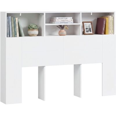 Homcom Cabecero De Cama 140 Cm Con Almacenaje, Cabezal De Cama Con 4 Compartimentos Abiertos, Cabecero Moderno Para Dormitorio, Blanco Homcom Cabecero De Cama 140 Cm Con Almacenaje, Cabezal De Cama Con 4 Compartimentos Abiertos, Cabecero Moderno Para Dormitorio, Blanco