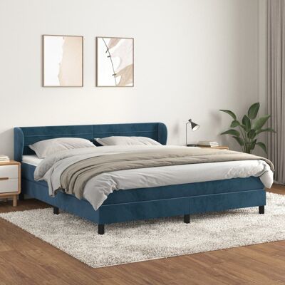 Cama de Terciopelo Azul Oscuro Vidaxl con Cabecero Ajustable y Colchón de Muelles Ensacados - Tipo de Cama Cama de Terciopelo Azul Oscuro Vidaxl con Cabecero Ajustable y Colchón de Muelles Ensacados - Tipo de Cama
