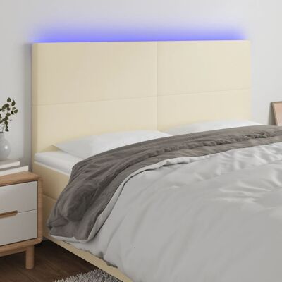 vidaXL Cabecero LED - Cuero sintético crema - 200x5x118/128 cm vidaXL Cabecero LED - Cuero sintético crema - 200x5x118/128 cm