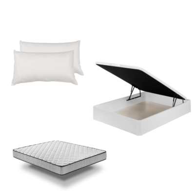Santino - Pack Canapé De Madera Blanco + Colchón Pro Nature + Almohada Fibra 200cm Santino - Pack Canapé De Madera Blanco + Colchón Pro Nature + Almohada Fibra 200cm