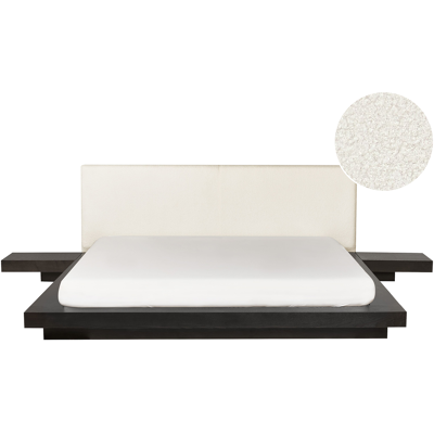 Cama moderna de Beliani con madera oscura - 180x200cm - Bouclé Cama moderna de Beliani con madera oscura - 180x200cm - Bouclé