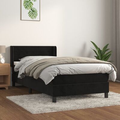 Vidaxl - Cama box spring de terciopelo negro con colchón 100x200cm Vidaxl - Cama box spring de terciopelo negro con colchón 100x200cm