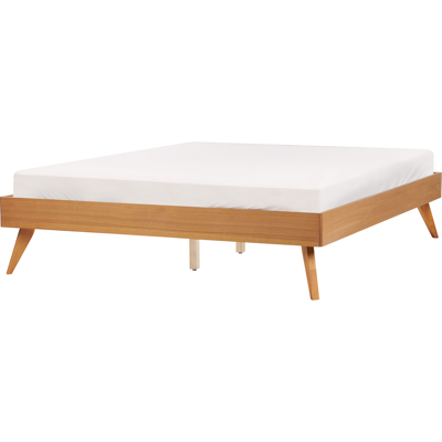 Cama doble de madera clara MDF Beliani - Diseño escandinavo minimalista Cama doble de madera clara MDF Beliani - Diseño escandinavo minimalista