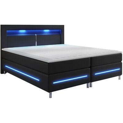MIRJAN24 Mobilier1 - Cama Continental Nashville 109, Blando 100, Continental, Doble, 140x200, Cuero Ecológico, Somieres, 140x210x115cm, Led MIRJAN24 Mobilier1 - Cama Continental Nashville 109, Blando 100, Continental, Doble, 140x200, Cuero Ecológico, Somieres, 140x210x115cm, Led
