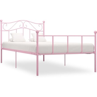 Estructura de cama de metal rosa vidaXL - Soporte clásico 100x200 cm Estructura de cama de metal rosa vidaXL - Soporte clásico 100x200 cm