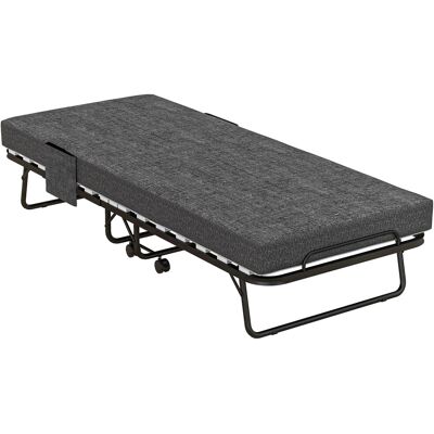 JHY DESIGN Cama Plegable, Colchón, 4 Ruedas, Estructura Metálica, Hasta 150 Kg, 190 X 80 X 42 Cm, Gris Oscuro JHY DESIGN Cama Plegable, Colchón, 4 Ruedas, Estructura Metálica, Hasta 150 Kg, 190 X 80 X 42 Cm, Gris Oscuro
